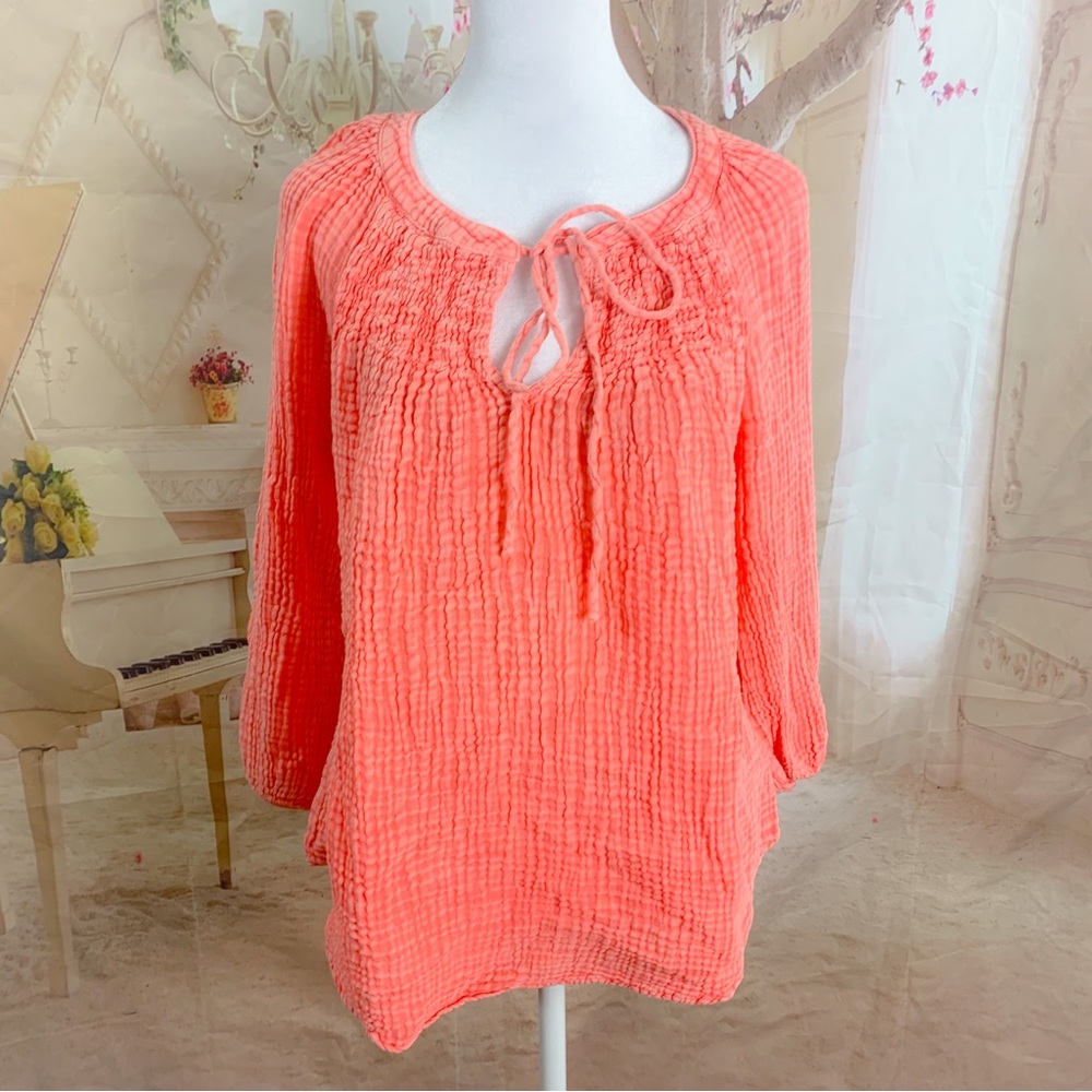 NEW Micheal Stars Double Gauze Coral Neon Blouse